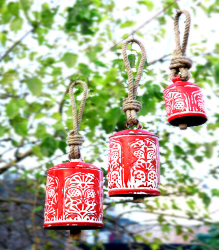 Handcrafted Red Metal Hanging Bells