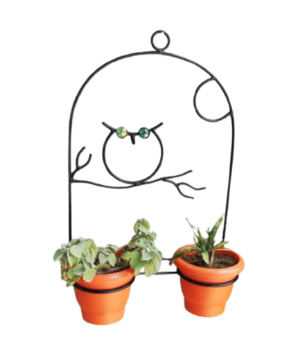 Nighty Owl Wall Planter with 2 Pots ( Iron )