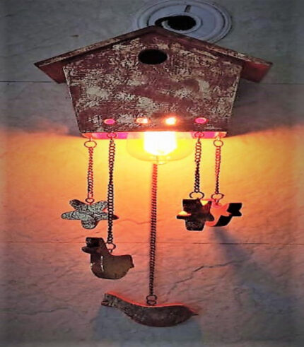 Decorative bird house wall lamp
